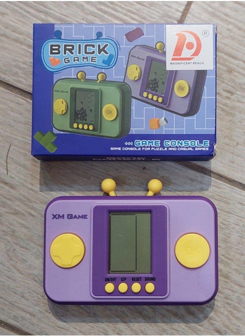 Mini Portable Puzzle Game Machine for Kids Parent-Child Game Console Classic Russian Block Stacking Game "Purple"