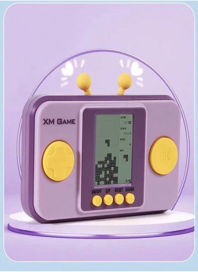 Mini Portable Puzzle Game Machine for Kids Parent-Child Game Console Classic Russian Block Stacking Game "Purple"