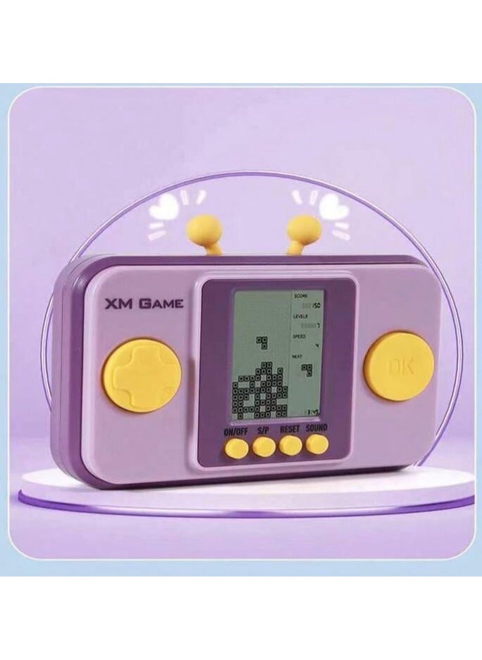 Mini Portable Puzzle Game Machine for Kids Parent-Child Game Console Classic Russian Block Stacking Game "Purple"
