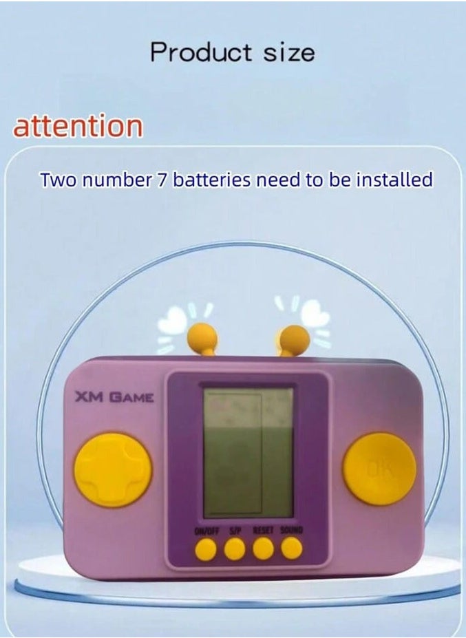 Mini Portable Puzzle Game Machine for Kids Parent-Child Game Console Classic Russian Block Stacking Game "Purple"