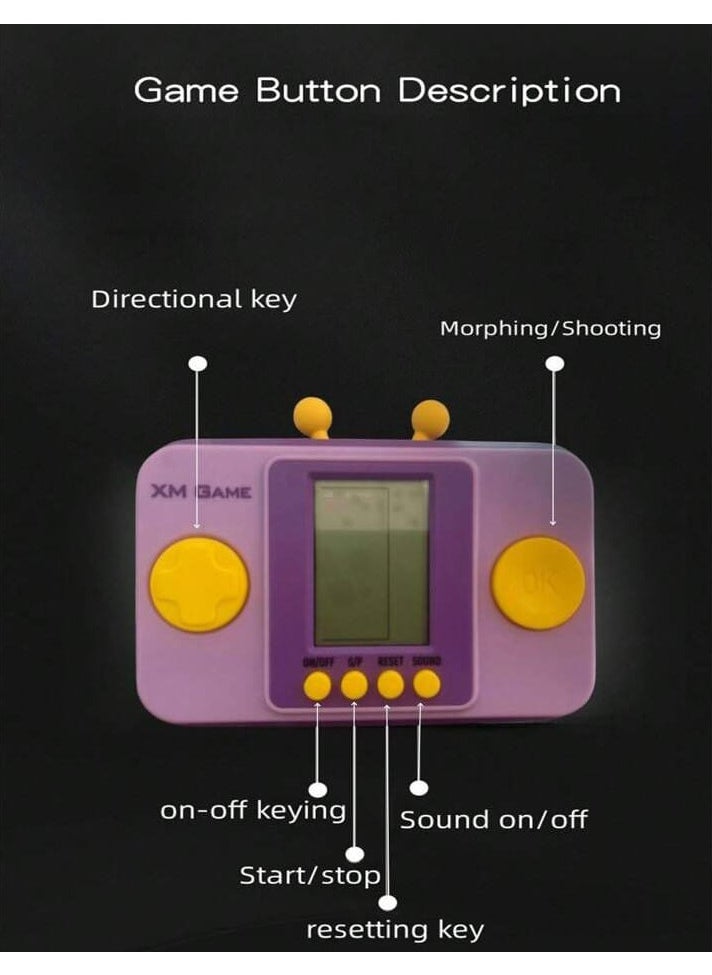 Mini Portable Puzzle Game Machine for Kids Parent-Child Game Console Classic Russian Block Stacking Game "Purple"