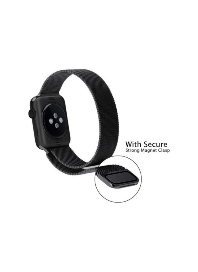 Generic - Stainless Steel Milanese Loop Band For Apple Smart Watch Series 5/6/7 42/44/45mm Black - Image 1