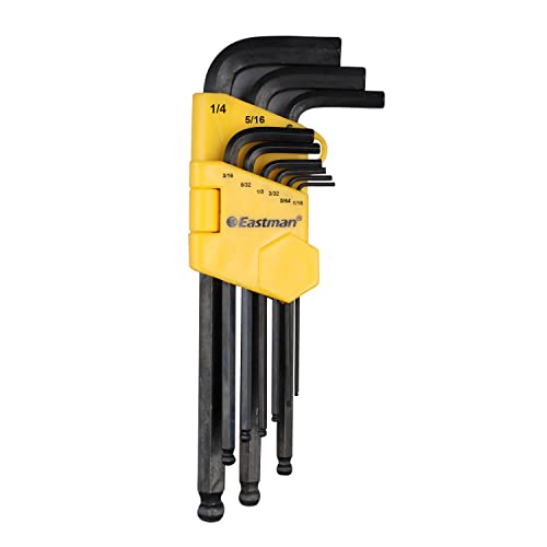 Eastman Ball Point Allen Keys, Set Of 9Pcs, Metric Sizes 1.5 To 10, Chrome Vanadium Steel, Comfort Grip, Black Finish, Fully Heat Treated 48-52 Hrc, Eak-2406 - Image 1