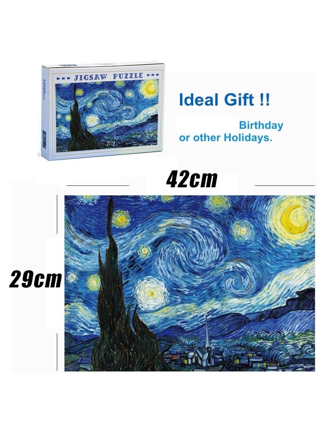 لغز منشار الليل المرصع بالنجومنجوم الليلة اللغز 1000 قطعة فان غوخ لغز صغير للبالغين لعبة العائلة لغز - لعبة التحدي التعليمي - Image 4
