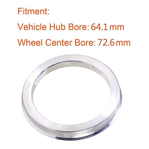 ZHTEAPR 4pc Wheel Hub Centric Rings 72.6 to 64.1 - OD=72.6mm ID=64.1mm - Aluminium Alloy Wheel Hubrings 64.1 to 72.6 - Image 3