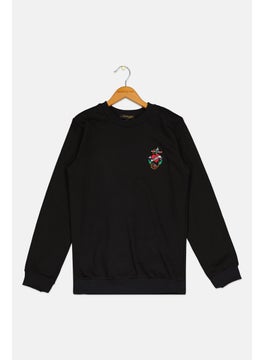 Ed Hardy Kids Boy Embroidered Long Sleeve Sweatshirt, Black  - Image 1