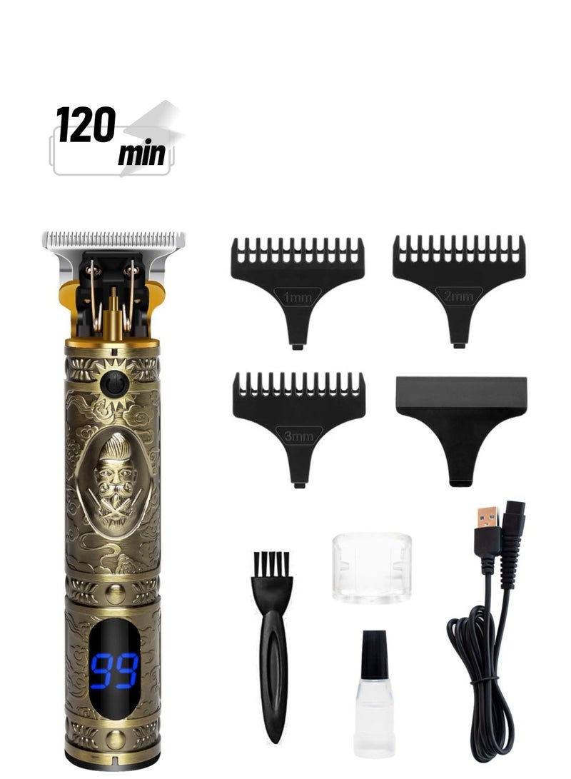 ياكد ماكينة قص الشعر الاحترافية للرجال بدون فجوة ماكينة تشذيب الشعر الاحترافية للحلاقة والعناية - ماكينة حلاقة كهربائية للشعر ذات الشفرة T المطورة للرجال - قابلة لإعادة الشحن مع أمشاط محدودة وشاشة LED - Image 1