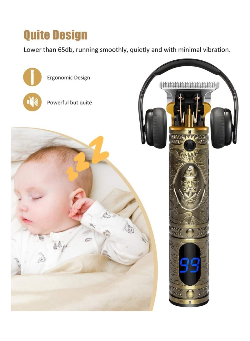 ياكد ماكينة قص الشعر الاحترافية للرجال بدون فجوة ماكينة تشذيب الشعر الاحترافية للحلاقة والعناية - ماكينة حلاقة كهربائية للشعر ذات الشفرة T المطورة للرجال - قابلة لإعادة الشحن مع أمشاط محدودة وشاشة LED - Image 4