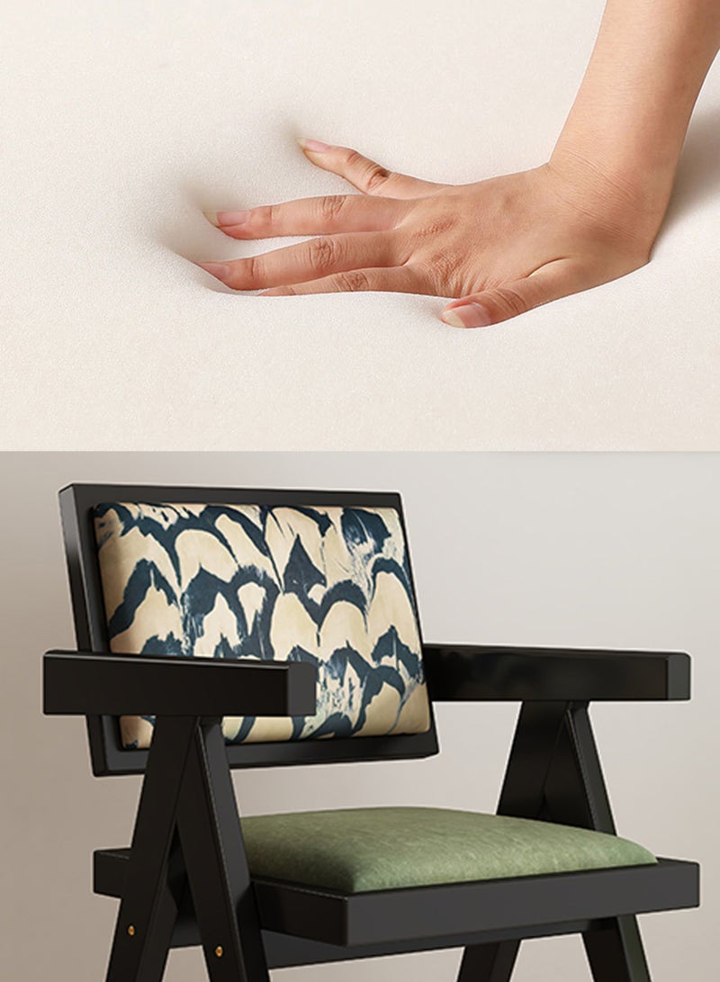 Old_Feller Vintage Chair Chandigarh Chair with Velvet Soft Bag Seat and Feather Pattern Back for Dining Room, Living Room, Home Office, Cafe, (Black/Green) - Image 2