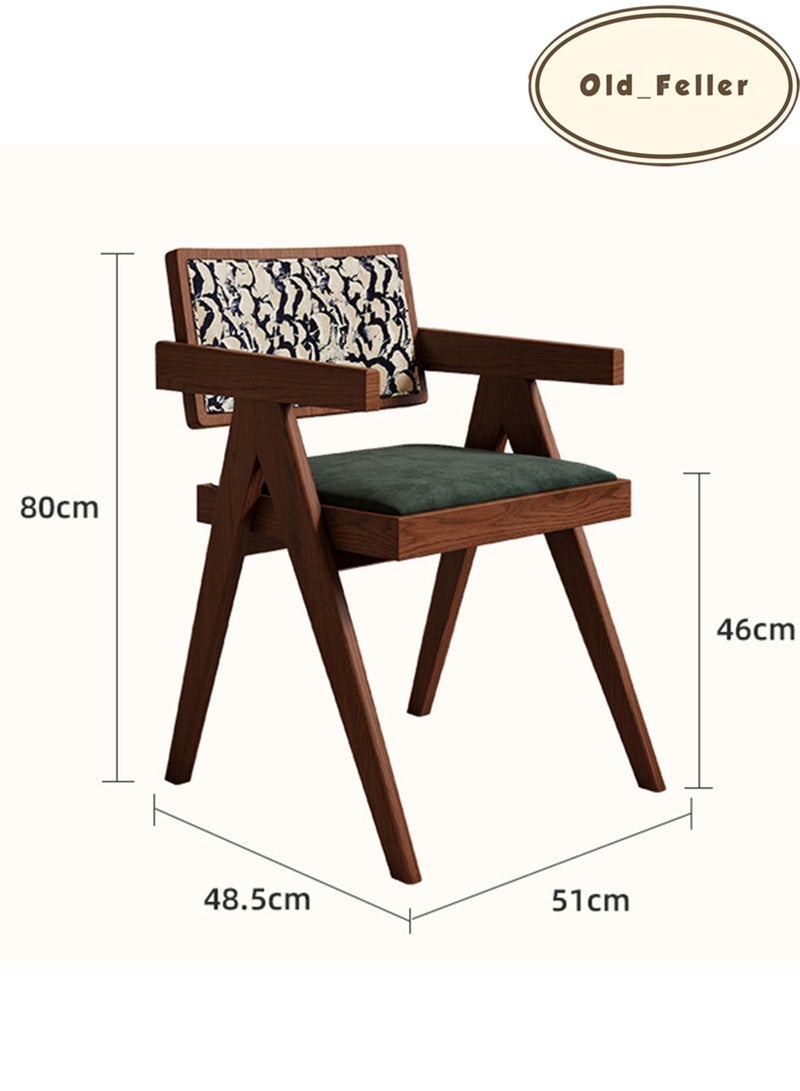 Old_Feller Vintage Chair Chandigarh Chair with Velvet Soft Bag Seat and Feather Pattern Back for Dining Room, Living Room, Home Office, Cafe, (Black/Green) - Image 3