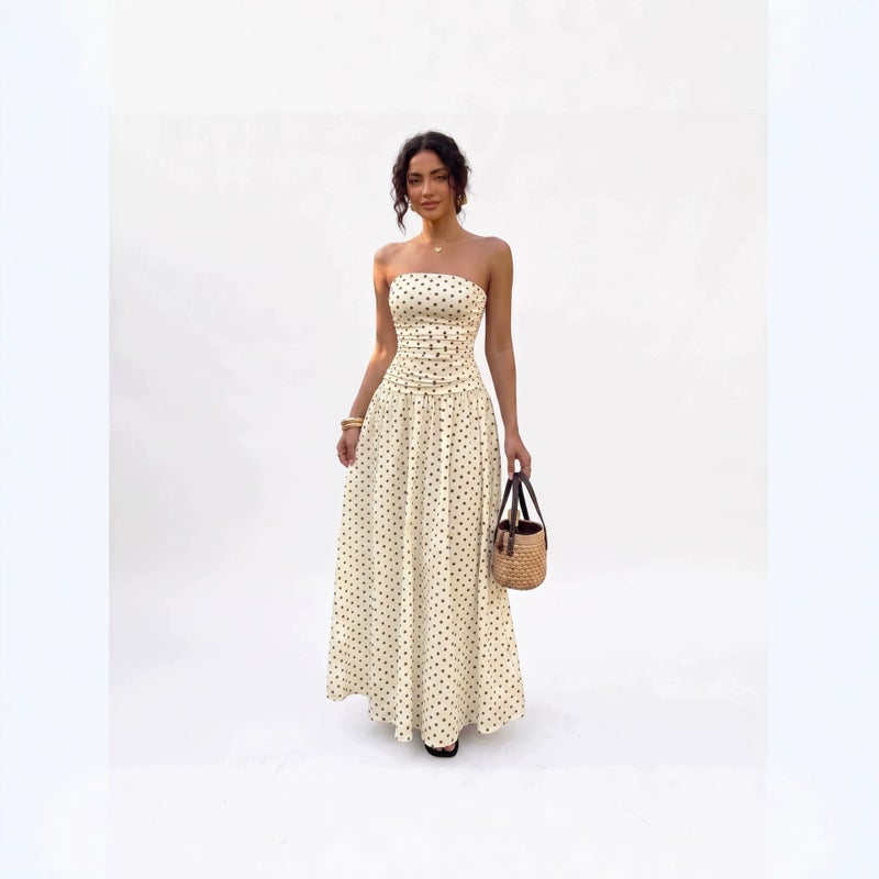Elegant Off-Shoulder Polka Dot Dress - Image 4