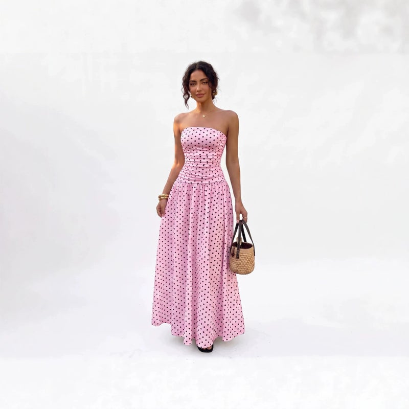 Elegant Off-Shoulder Polka Dot Dress - Image 5