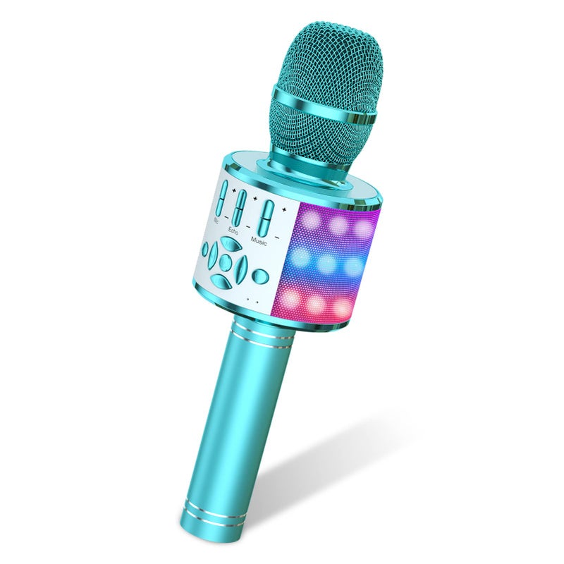 Amazmic Kids Karaoke Microphone Machine Toys for Girls Bluetooth Microphone with LED Light, Birthday Gift for Girls Boys 3 4 5 6 7 8 9 10 11 12 Year Old Kids Toys(Blue) - Image 1