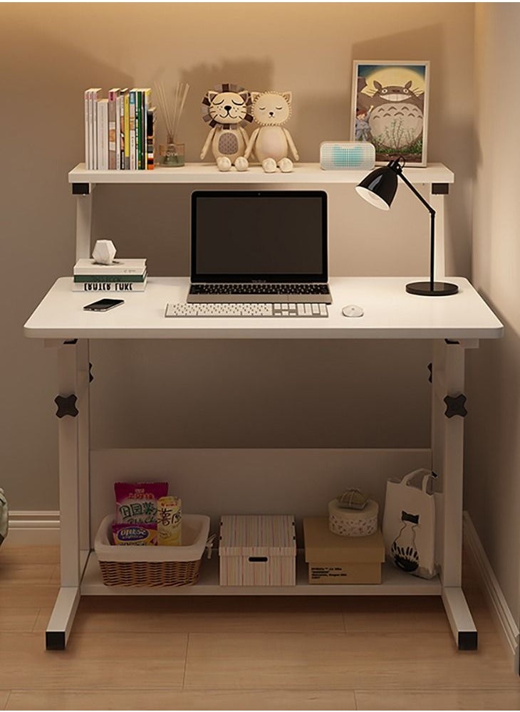 AnneFish - 100*50*60-85cm Liftable 3-layer Study Desk Office Computer Table Work Station With Bookshelf Home Student Writing Desk Adjustable Height 60-85cm - Image 1