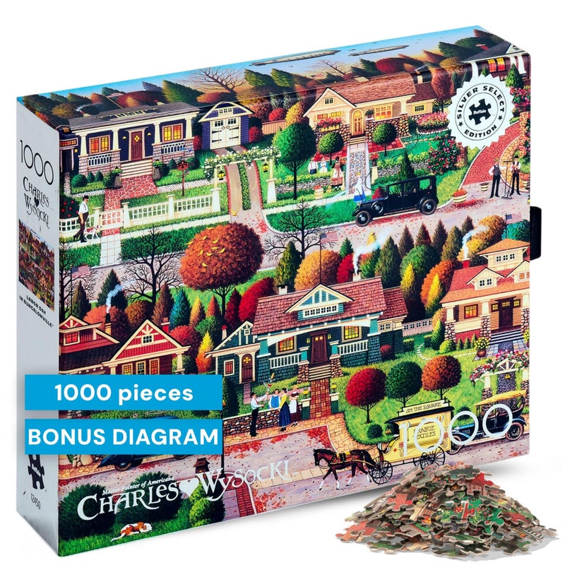 Buffalo Games - Charles Wysocki Labor Day in Bungalowville 1000 Piece Jigsaw Puzzle for Adults - Image 1