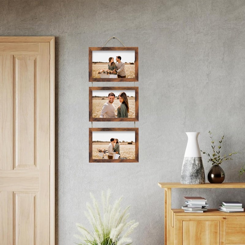 Rexllon 4x6 الجدار معلق إطارات الصور الكولاج مع 3 إطارات بنية فتح - Image 5