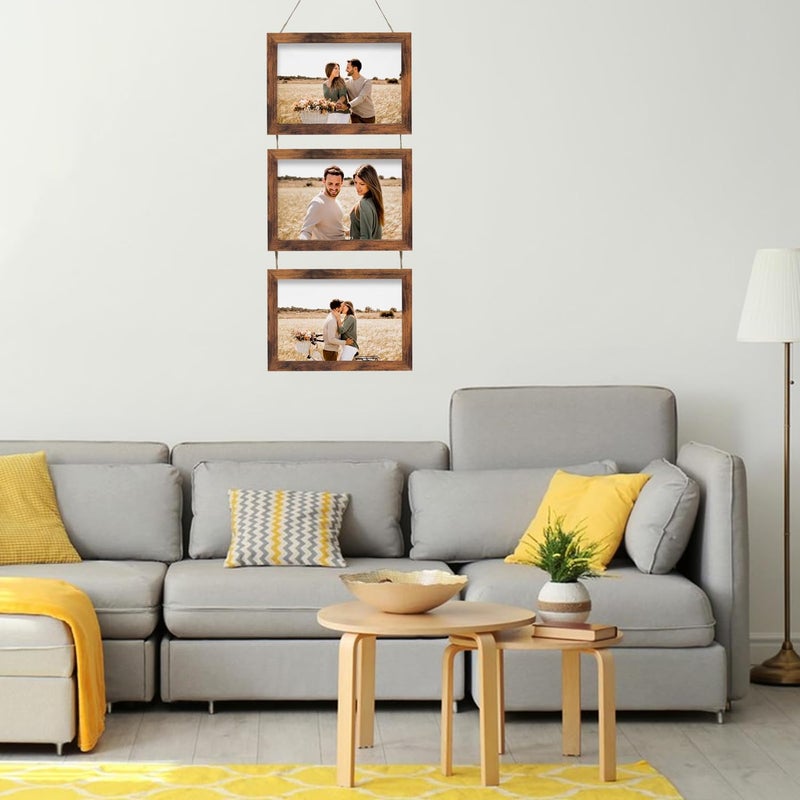 Rexllon 4x6 الجدار معلق إطارات الصور الكولاج مع 3 إطارات بنية فتح - Image 3