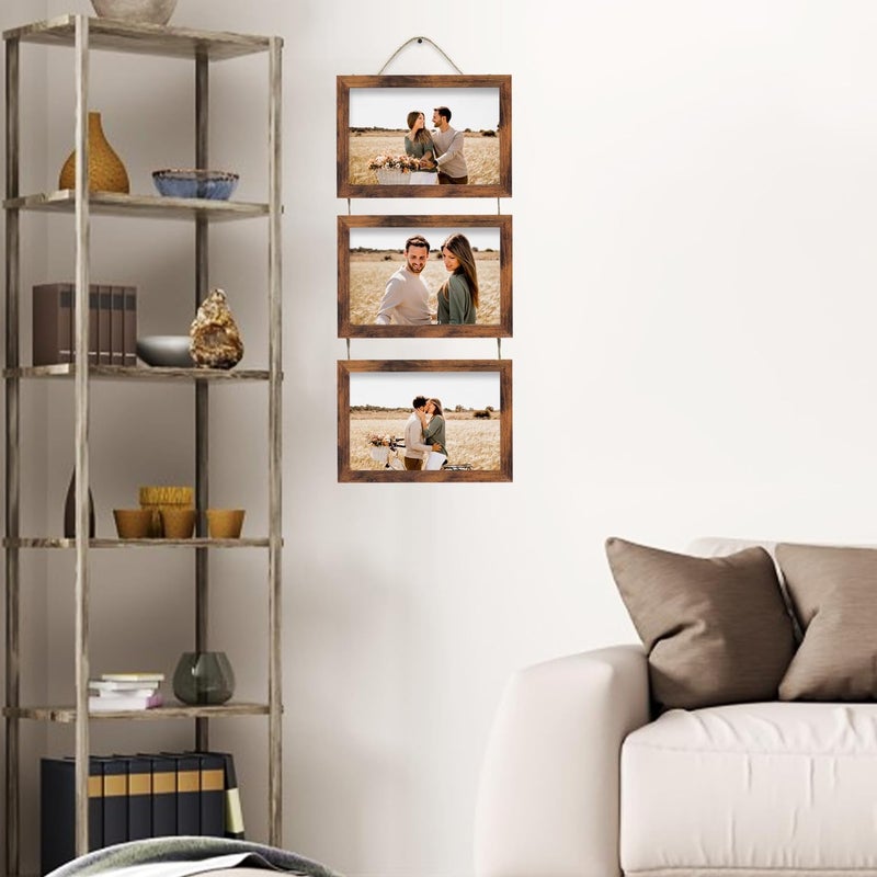 Rexllon 4x6 الجدار معلق إطارات الصور الكولاج مع 3 إطارات بنية فتح - Image 4