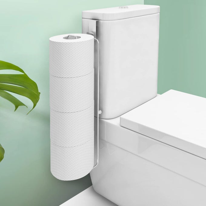 TOILET PAPER STORAGE FOR 4 ROLL TISSUE OVER THE TANK TOILET PAPER HOLDER STAINLESS STEEL RUSTPROOF TOILET PAPER HOLDER WALL MOUNT FOR RV BATHROOM STORAGE AND ORGANIZATION SILVER 1 PACK