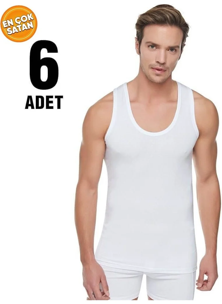 Tutku White Men's Ribbed Undershirt, Pack of 6