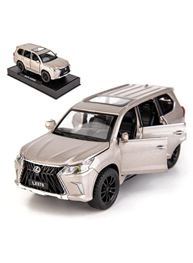 BDTCTK 1/32 Compatible for Lexus LX570 Off-Road in Luxury SUV Model Car, Zinc Alloy Pull Back Toy car with Sound and Light for Kids Boy Girl Gift(Silver) - Image 1