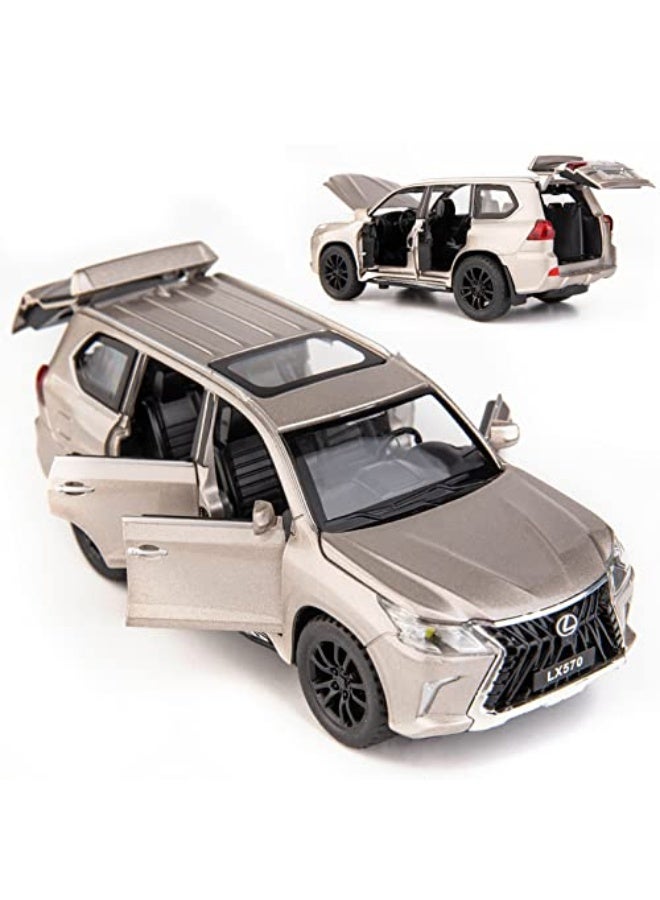 BDTCTK 1/32 Compatible for Lexus LX570 Off-Road in Luxury SUV Model Car, Zinc Alloy Pull Back Toy car with Sound and Light for Kids Boy Girl Gift(Silver) - Image 2