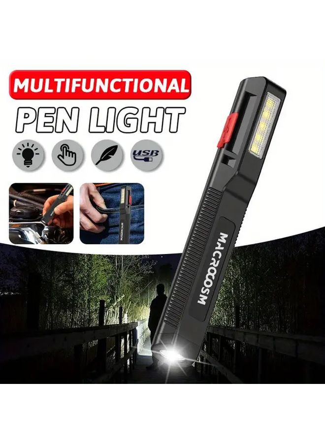 USB Rechargeable LED Pen Light Portable Mini Flashlight With Side Light For Emergency Repair Night Reading - Image 2