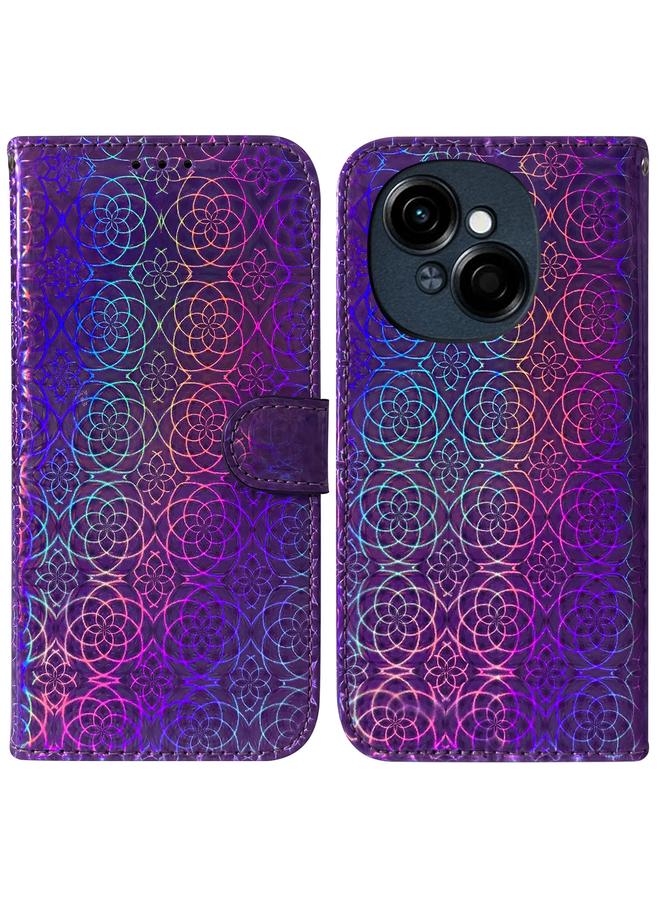 For Tecno Spark Go 1 / Pop 9 Pro Colorful Magnetic Buckle Leather Phone Case(Purple)