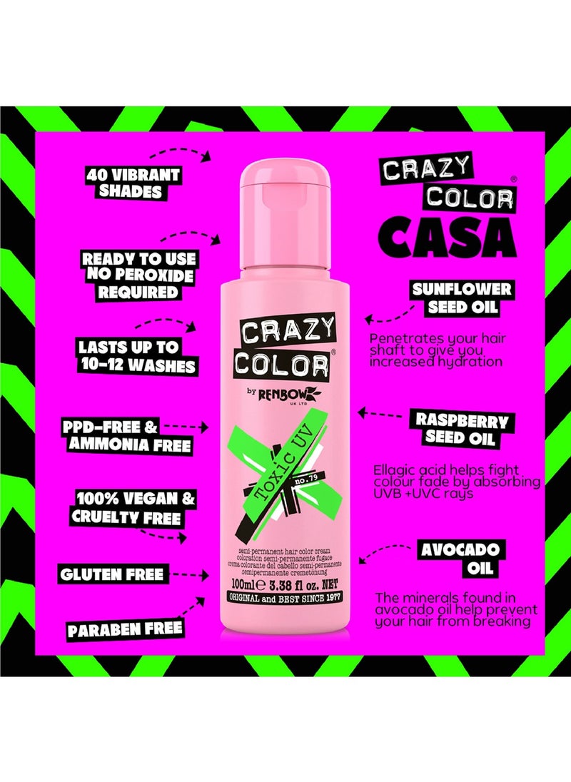 Crazy Color Neon Hair Color Green Toxic 100ml  - Image 5