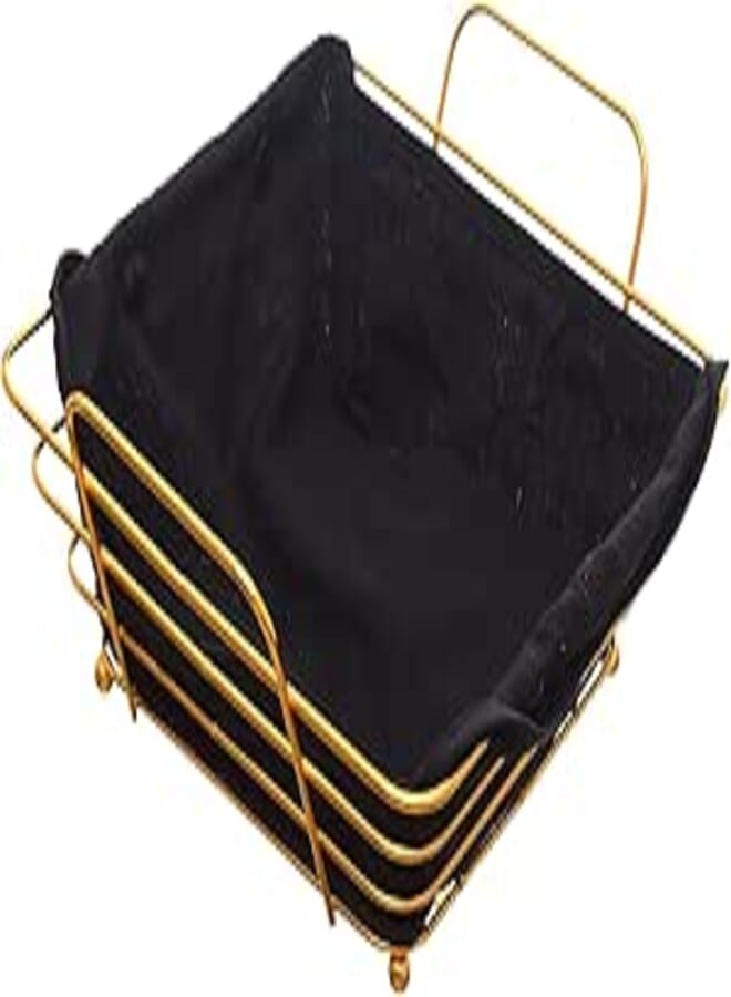 Golden Wire Basket with Cloth Cover 23x23cm Gold and Black
