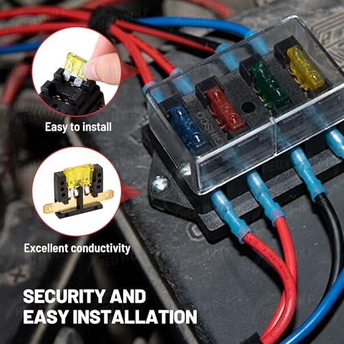 RED WOLF 4 Way Blade Fuse Block Box Holder w/Standard Circuit 10V-32V DC for Automotive Truck Boat Marine RV Van Vehicle Power Distribution Panel Damp-Proof Cover - Image 2