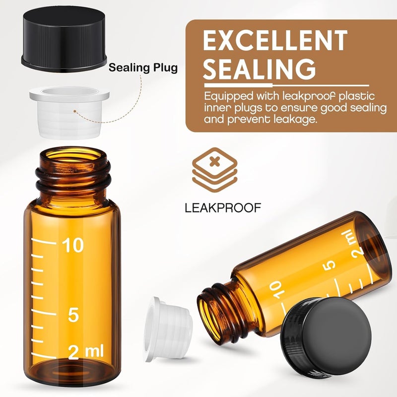 Baderke 4 Pcs Liquid Medicine Travel Container, Scale Glass Liquid Medicine Dispenser, Single Dose Medicine Bottles Containers and Leak-proof Plug for Liquids Medicine (Brown,10ml) - Image 3