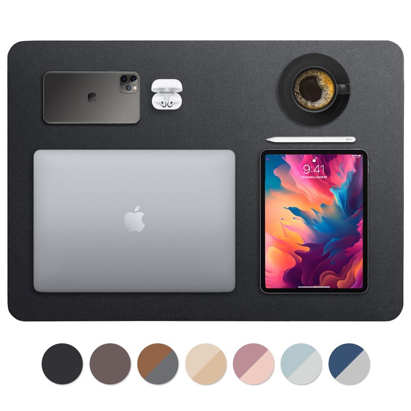 Vine Creations Leather Desk Mat 24" x 17", Desk Protector, PU Leather Desk Pad, Small Desk Pad Mat, Desk Blotter, Desk Pads on Top of Desks, Small Desk Mat for Home or Office (Black) - Image 1