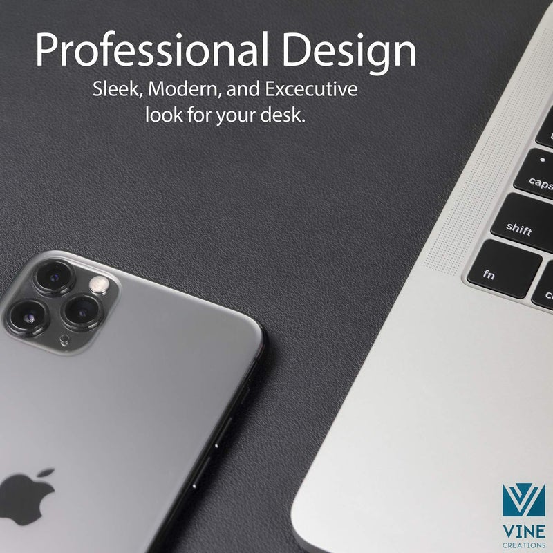 Vine Creations Leather Desk Mat 24" x 17", Desk Protector, PU Leather Desk Pad, Small Desk Pad Mat, Desk Blotter, Desk Pads on Top of Desks, Small Desk Mat for Home or Office (Black) - Image 3