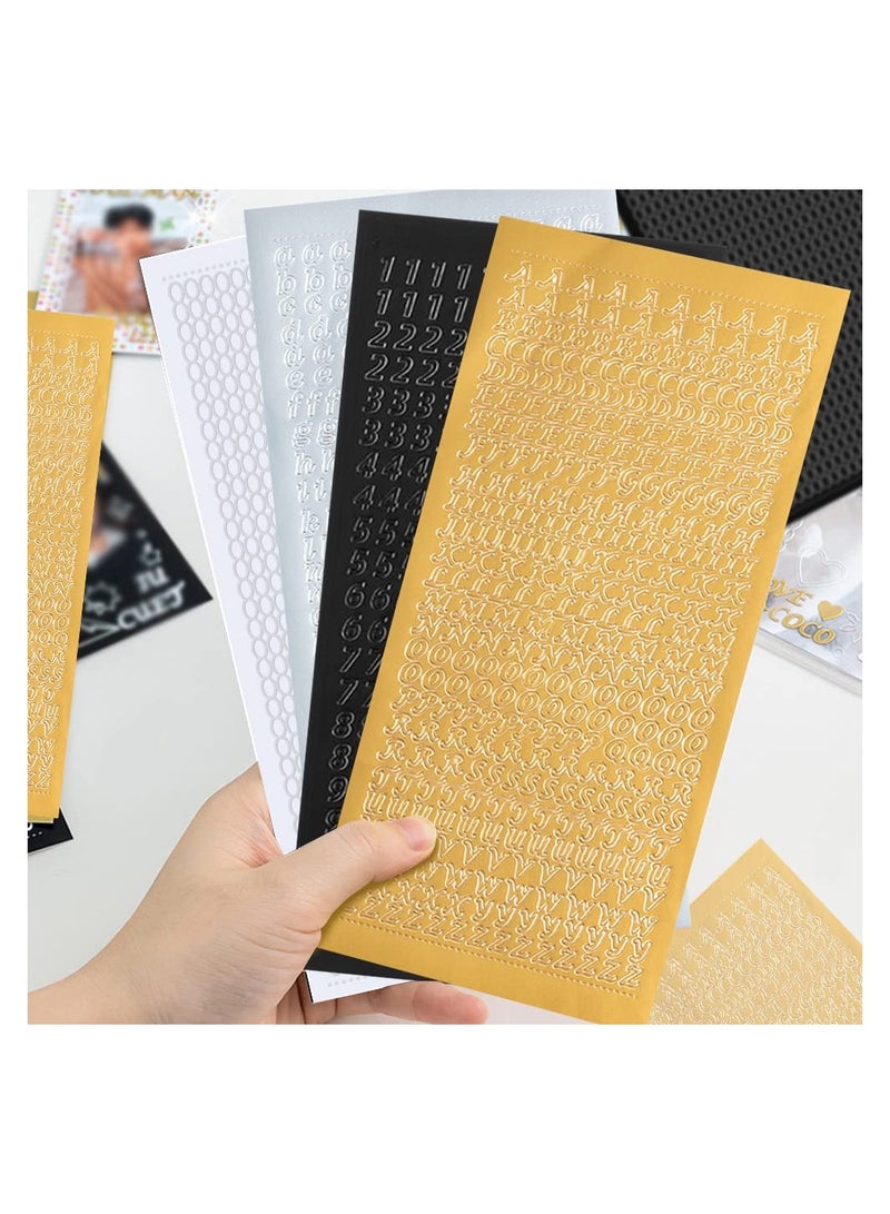 SOLARAE Glitter Metallic Alphabet and Number Stickers, Self-Adhesive for DIY Crafts, Scrapbooking, Greeting Cards, and Personalizing Phones, Laptops, and Helmets (4 Styles, 4 Colors, 16 Sheets) - Image 2