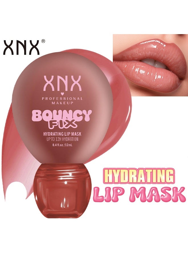 XNX Hydrating Lip Mask,Bouncy Fix,Hyaluronic Acid Lip Sleeping Mask Up To 12H Hydration for Dry Chapped Lips Lip Night Care Treatment 12ml,06# - Image 1