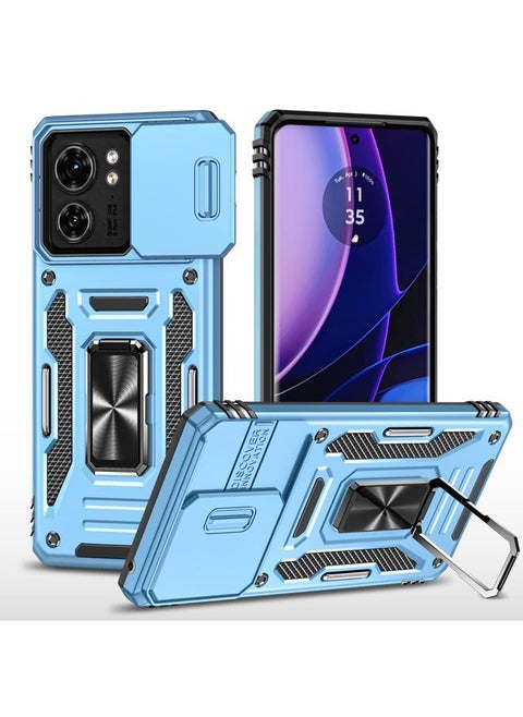 For Motorola Edge 40 Armor PC + TPU Camera Shield Phone Case(Light Blue)