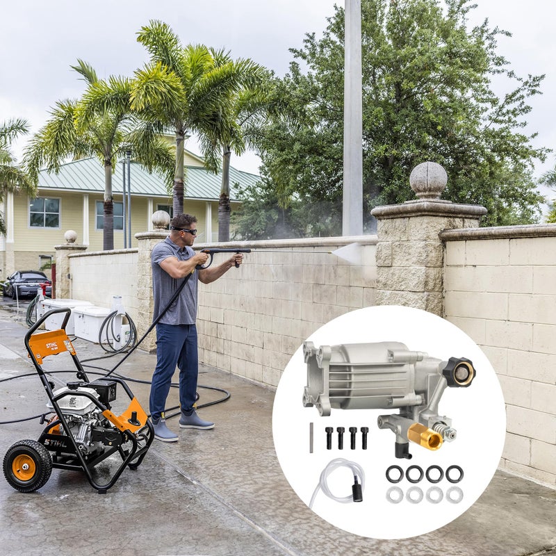 Hourleey مضخة غسالة ضغط أفقية هورلي 3/4" عمود، 3400 PSI 2.5 GPM، مضخة بديلة لغسالة الضغط، مضخة غسالة ضغط للغسالة الغازية، متوافقة مع سيمبسون، ريوبي، هوندا - Image 4