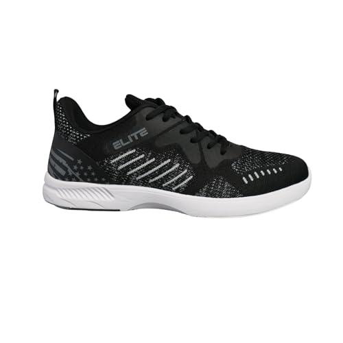 ELITE Men's Freedom USA Flag Athletic Lace Up Bowling Shoes with Universal Sliding Soles for Right or Left Handed Bowlers (Black/Grey, US Footwear Size System, Adult, Men, Numeric, Medium, 9) - Image 1