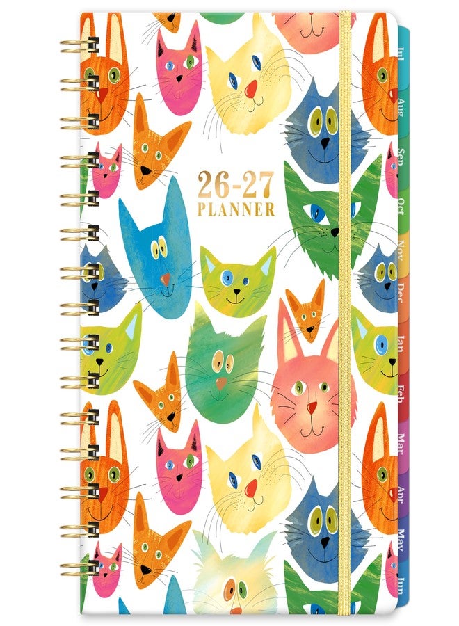Planrage Planner 2026-2027 - 2026-2027 Planner Weekly and Monthly, Jul.2026 - Jun.2027, 12 Month Planner Weekly & Monthly with Colourful Tabs, 6.4" x 8.5", Hardcover + Back Pocket - Cat - Image 1