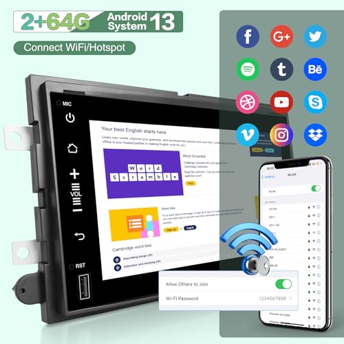 EKAT [2G+64G] راديو أندرويد 13 للسيارة لفورد F150 F250 F350 فيوجن إيدج إكسبلورر تورس فريستار، شاشة تعمل باللمس 7 بوصة، ستيريو F-150، كار بلاي/أندرويد أوتو/بلوتوث/SWC/EQ صوت/1080P - Image 3
