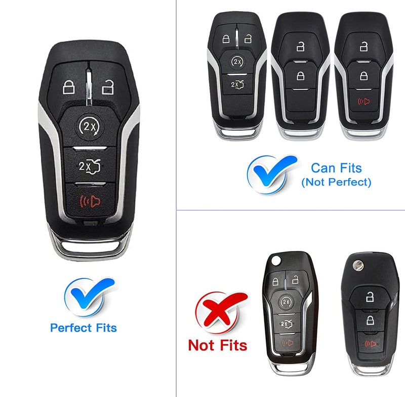Cacacar for Ford Key Fob Cover with Keychain, Premium Soft TPU Full Protection Key Fob Case for Ford Fusion Mustang F150 Edge Explorer Lincoln MKZ MKC MKX Smart Remote Key Protector (Size B-Ivory) - Image 2