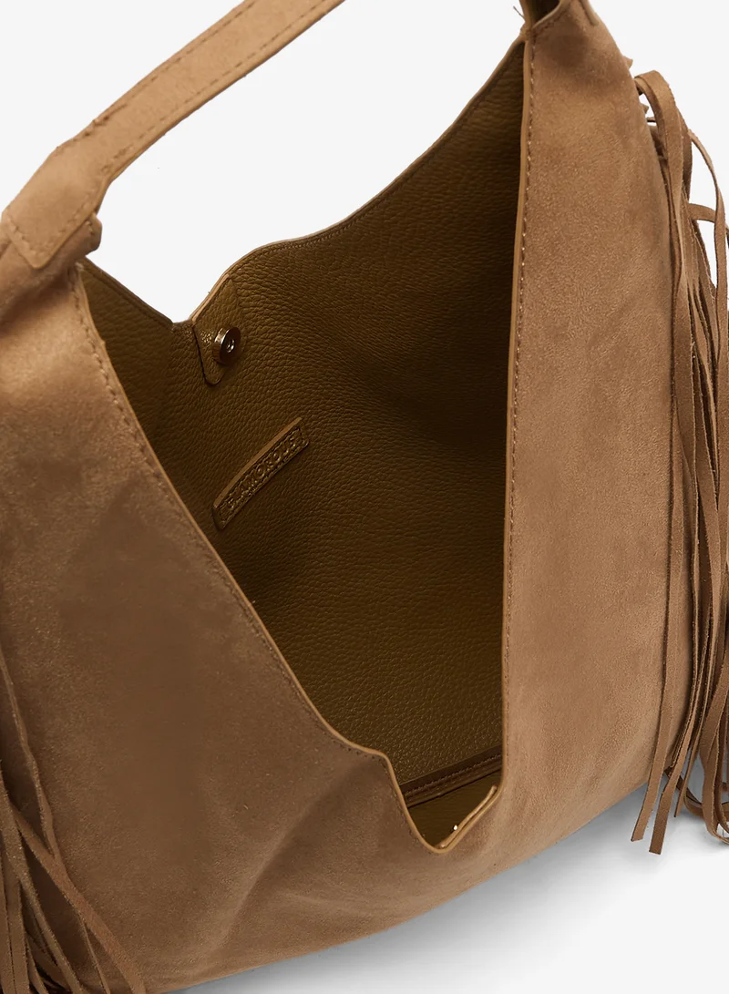 Glamorous  Faux Suede Slouchy Fringe Tote Bag for Women | Best Price UAE