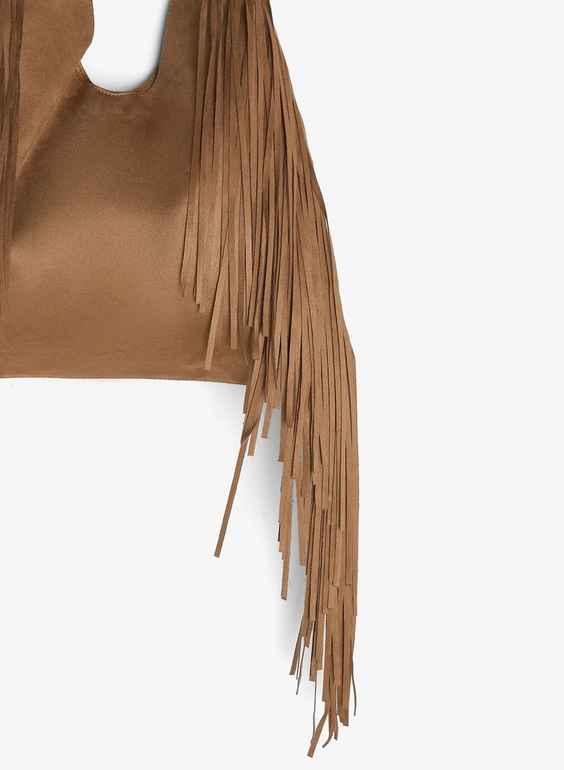 Glamorous  Faux Suede Slouchy Fringe Tote Bag for Women | Best Price UAE