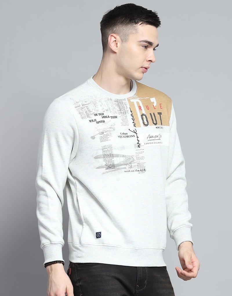 Monte Carlo Mens Printed Grey Round Neck Full Sleeve Sweatshirt_224066201 - Image 4