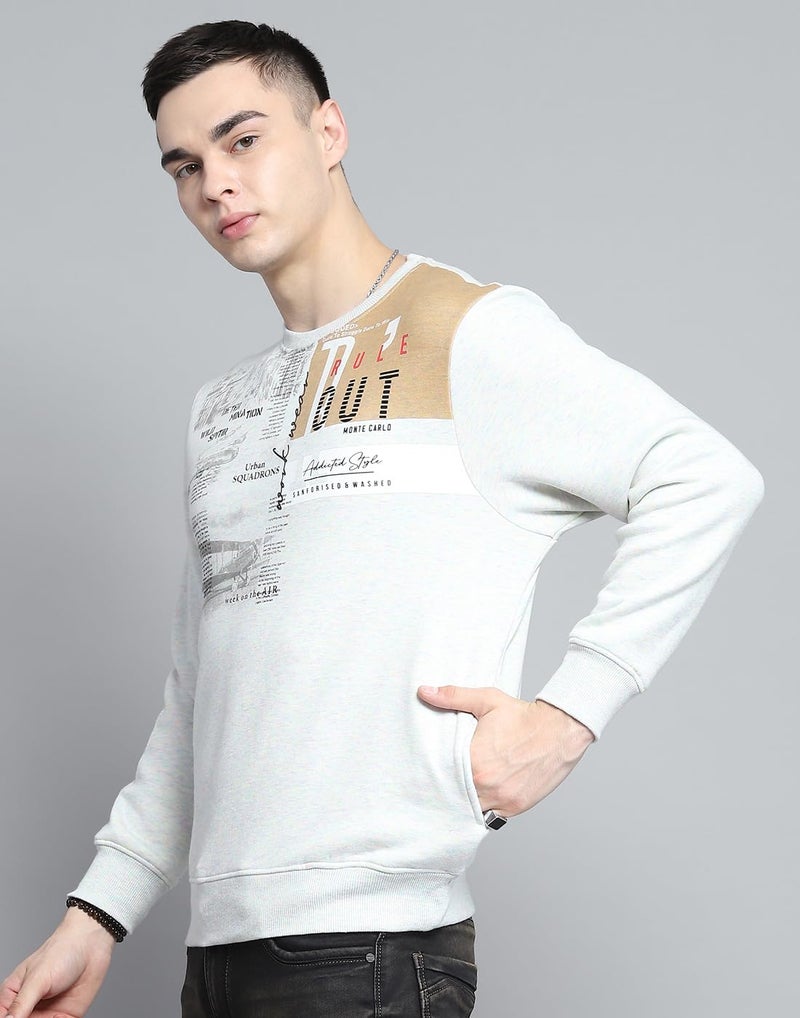 Monte Carlo Mens Printed Grey Round Neck Full Sleeve Sweatshirt_224066201 - Image 3