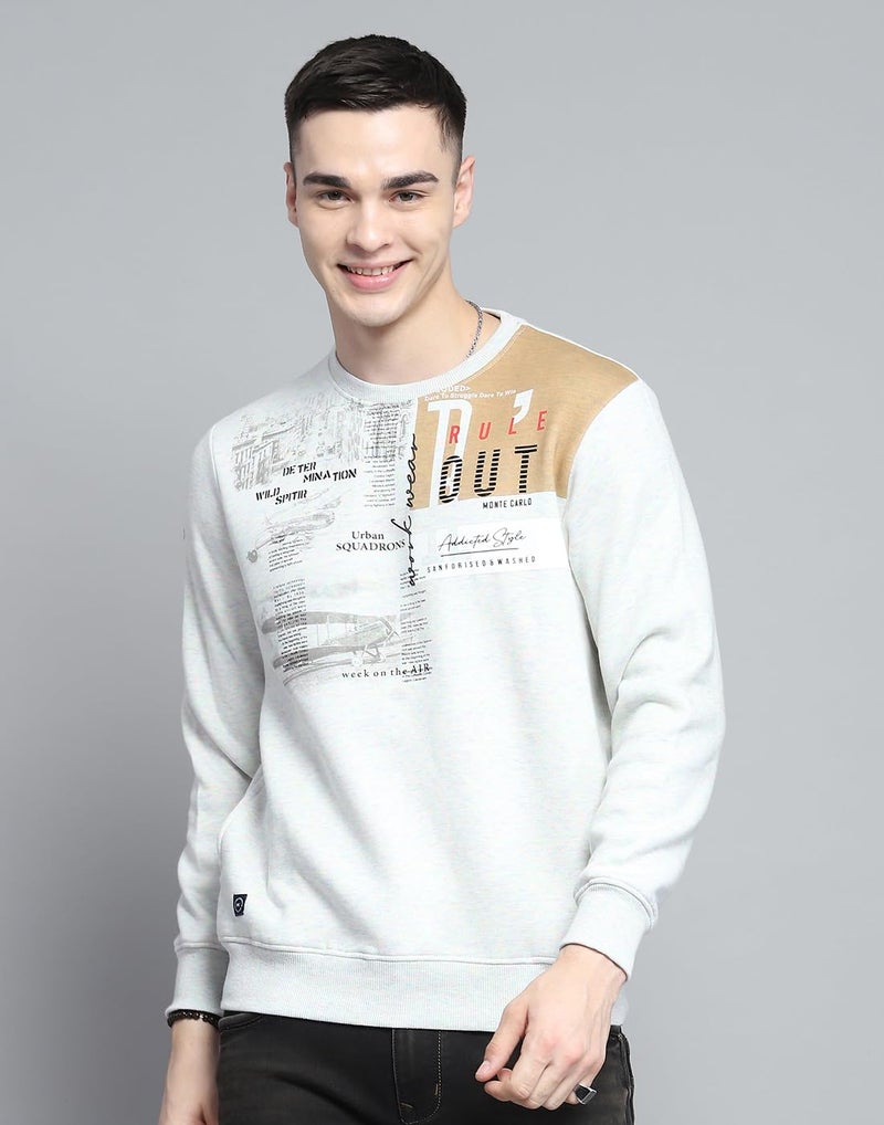 Monte Carlo Mens Printed Grey Round Neck Full Sleeve Sweatshirt_224066201 - Image 2