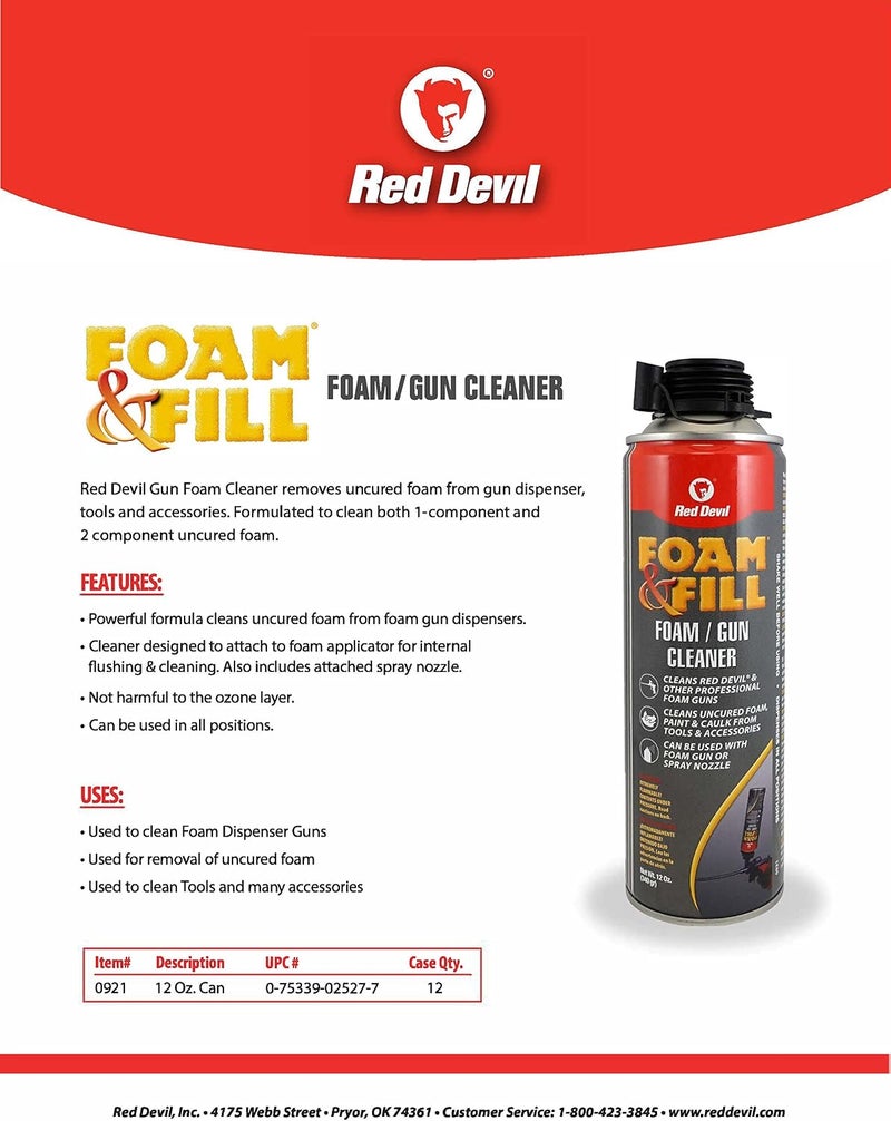 Red Devil 0921 Fill Foam Gun Cleaner, One Size, Clear - Image 1