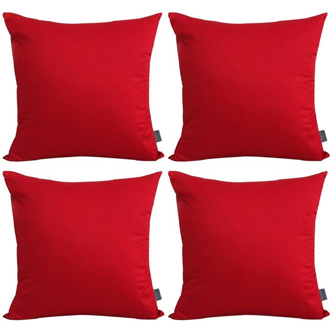 4PACK 100 COTTON COMFORTABLE SOLID DECORATIVE THROW PILLOW CASES SQUARE CUSHION COVER PILLOWCASES SUBLIMATION BLANK VALENTINES DAY DIY THROW PILLOW COVERS FOR SOFA BED16X16INCH40X40CMRED