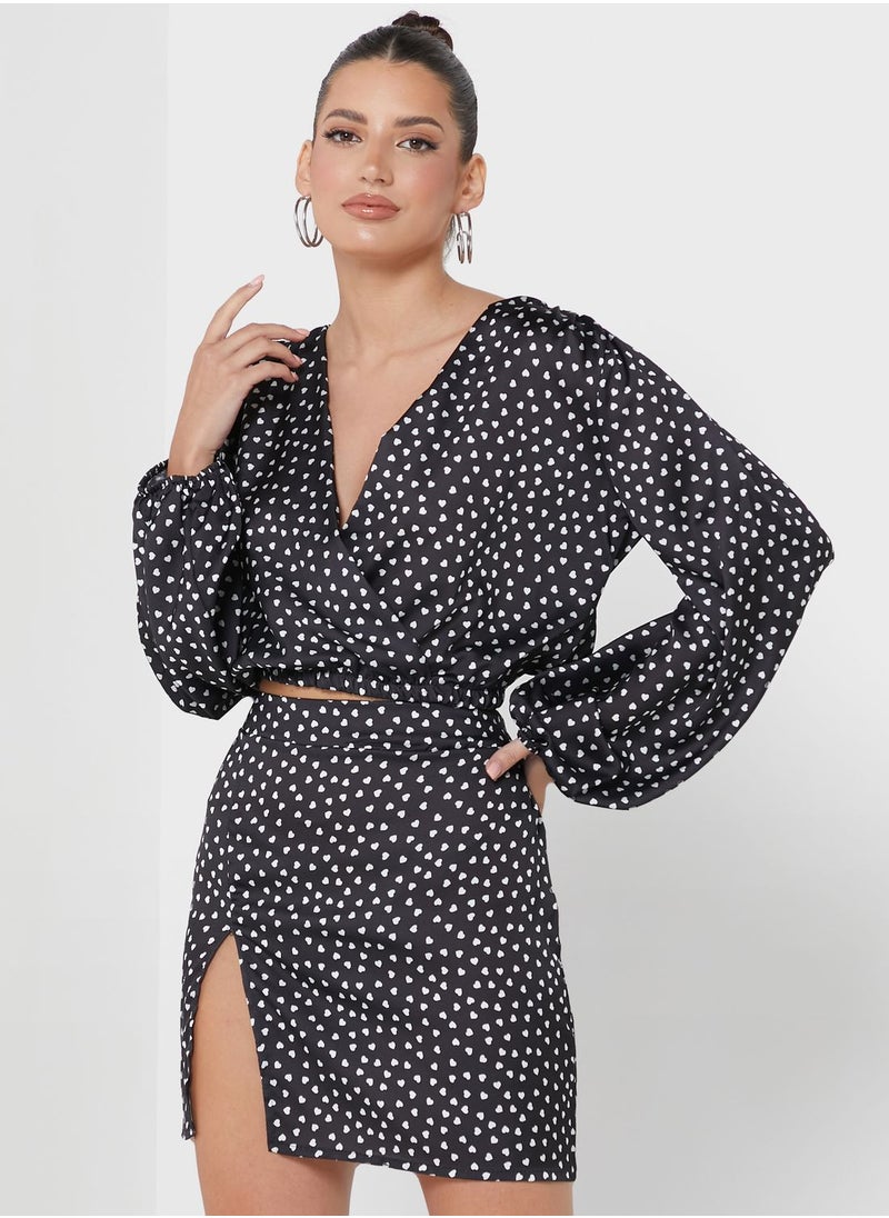boohoo Printed Crop Top & Skirt Set  - Image 3